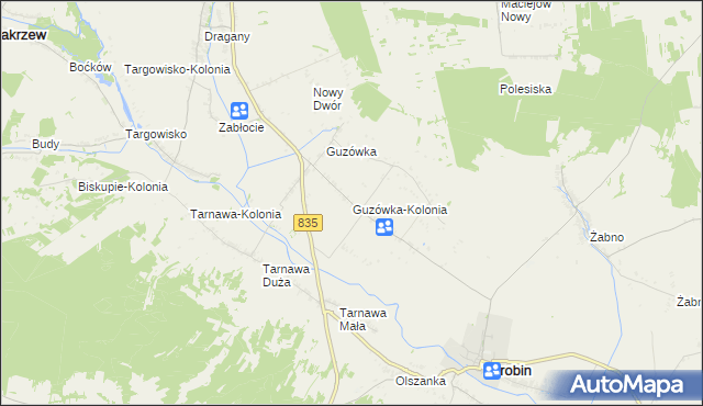 mapa Guzówka-Kolonia, Guzówka-Kolonia na mapie Targeo