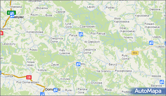 mapa Gwoźnica Górna, Gwoźnica Górna na mapie Targeo