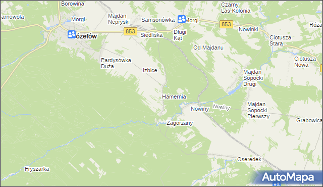 mapa Hamernia gmina Józefów, Hamernia gmina Józefów na mapie Targeo