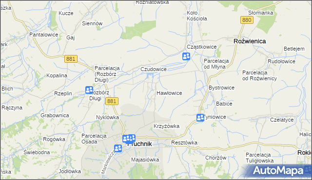 mapa Hawłowice, Hawłowice na mapie Targeo
