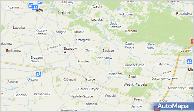 mapa Henryków gmina Iłów, Henryków gmina Iłów na mapie Targeo