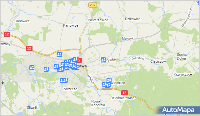 mapa Henryków gmina Szprotawa, Henryków gmina Szprotawa na mapie Targeo