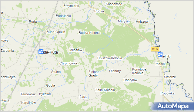 mapa Hniszów-Kolonia, Hniszów-Kolonia na mapie Targeo