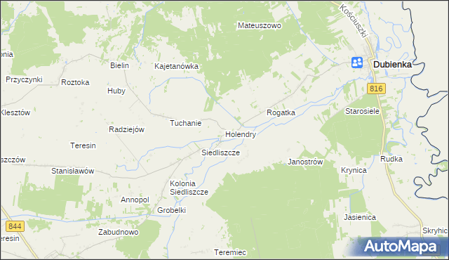 mapa Holendry gmina Dubienka, Holendry gmina Dubienka na mapie Targeo