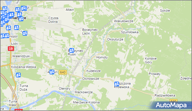 mapa Homoty, Homoty na mapie Targeo