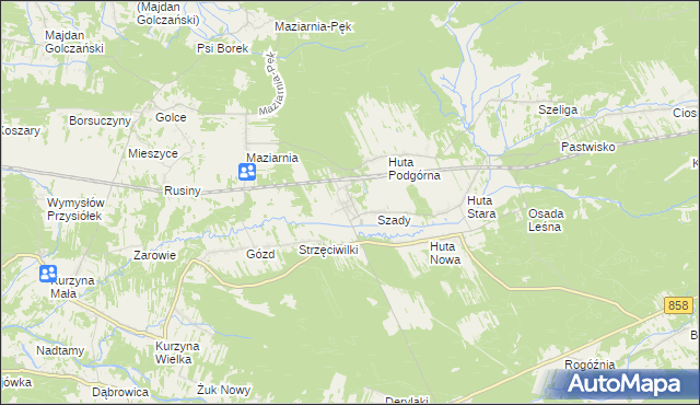 mapa Huta Krzeszowska, Huta Krzeszowska na mapie Targeo