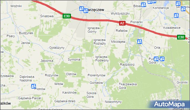 mapa Ignacew Podleśny, Ignacew Podleśny na mapie Targeo