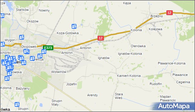 mapa Ignatów gmina Kamień, Ignatów gmina Kamień na mapie Targeo