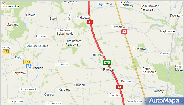 mapa Imielnia gmina Moszczenica, Imielnia gmina Moszczenica na mapie Targeo