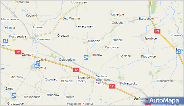 mapa Inczew, Inczew na mapie Targeo