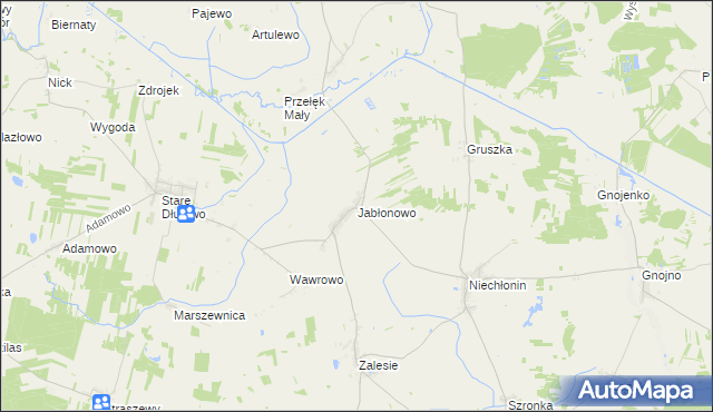 mapa Jabłonowo gmina Płośnica, Jabłonowo gmina Płośnica na mapie Targeo