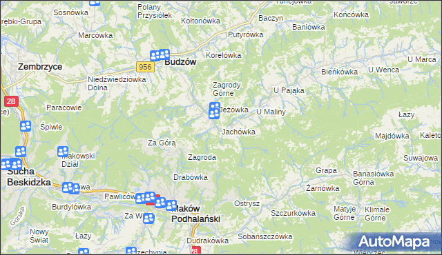 mapa Jachówka, Jachówka na mapie Targeo