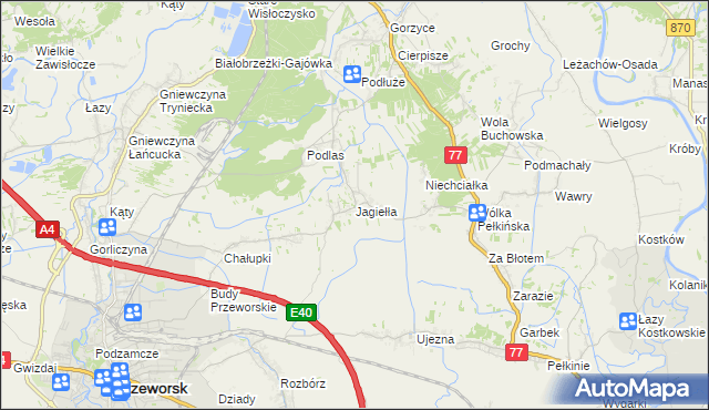 mapa Jagiełła gmina Tryńcza, Jagiełła gmina Tryńcza na mapie Targeo