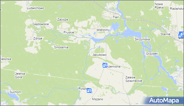 mapa Jakubowo gmina Lniano, Jakubowo gmina Lniano na mapie Targeo