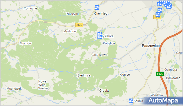 mapa Jakuszowa, Jakuszowa na mapie Targeo