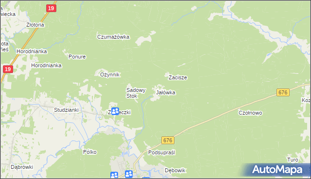 mapa Jałówka gmina Supraśl, Jałówka gmina Supraśl na mapie Targeo