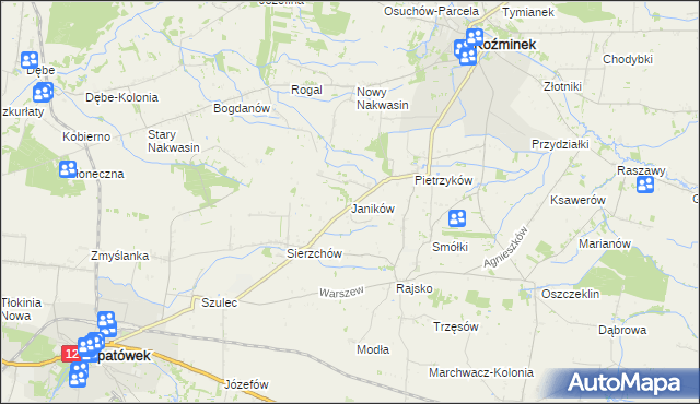 mapa Janików gmina Opatówek, Janików gmina Opatówek na mapie Targeo