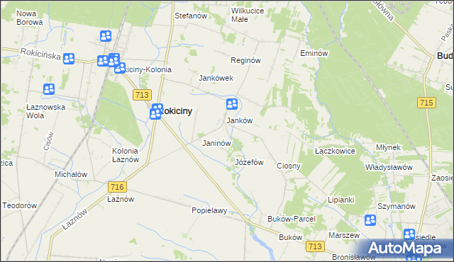 mapa Janków Trzeci gmina Rokiciny, Janków Trzeci gmina Rokiciny na mapie Targeo
