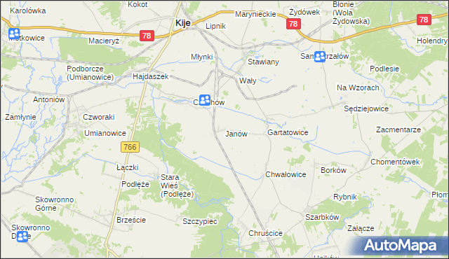 mapa Janów gmina Kije, Janów gmina Kije na mapie Targeo