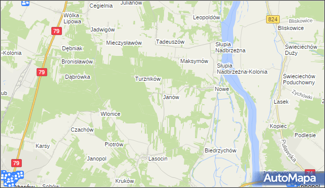 mapa Janów gmina Ożarów, Janów gmina Ożarów na mapie Targeo