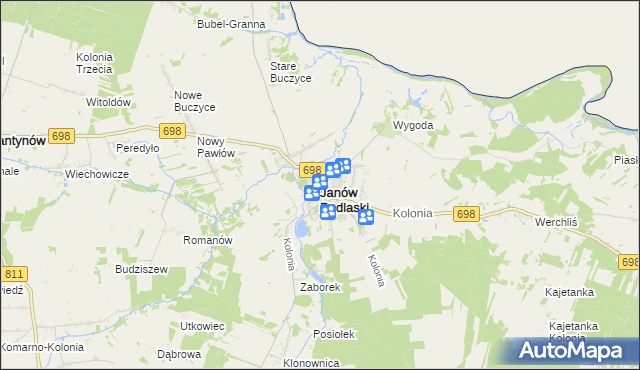 mapa Janów Podlaski, Janów Podlaski na mapie Targeo