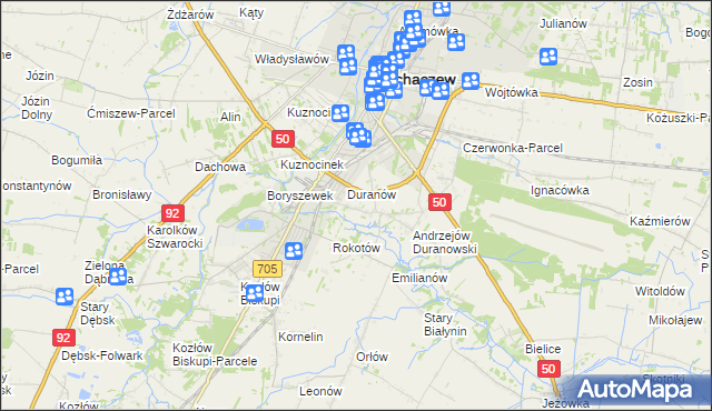 mapa Janówek Duranowski, Janówek Duranowski na mapie Targeo