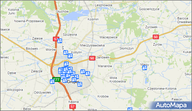 mapa Janówek gmina Grójec, Janówek gmina Grójec na mapie Targeo