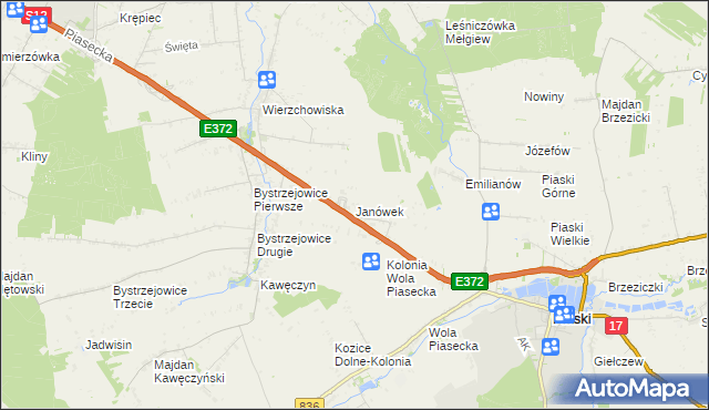 mapa Janówek gmina Piaski, Janówek gmina Piaski na mapie Targeo