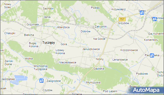 mapa Januszkowice gmina Tuczępy, Januszkowice gmina Tuczępy na mapie Targeo