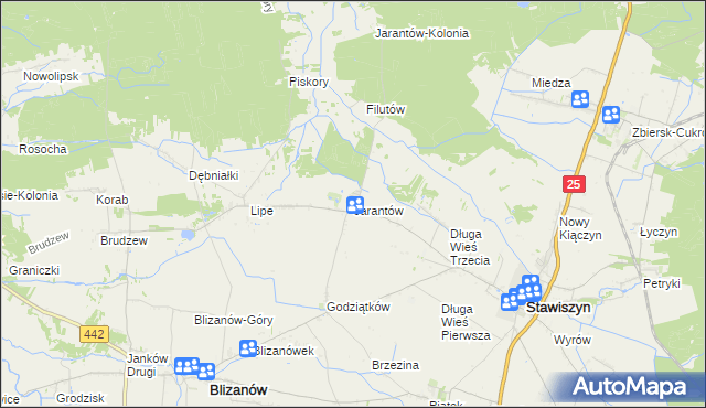 mapa Jarantów, Jarantów na mapie Targeo