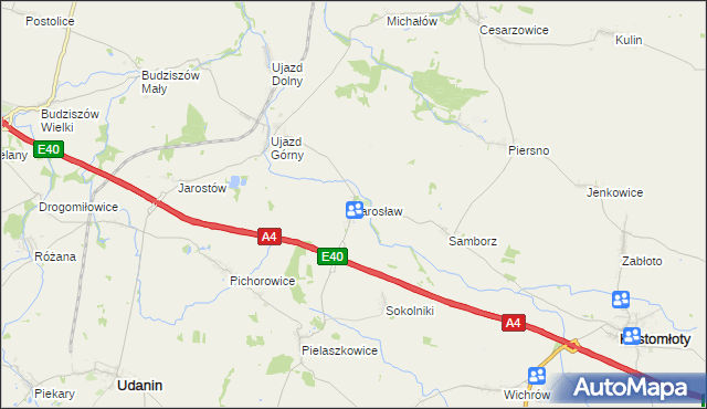 mapa Jarosław gmina Udanin, Jarosław gmina Udanin na mapie Targeo