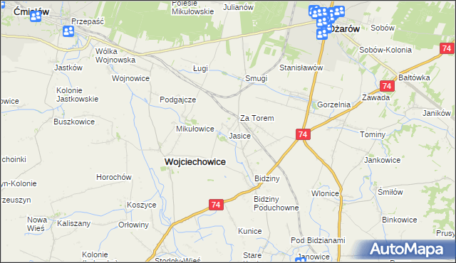 mapa Jasice, Jasice na mapie Targeo