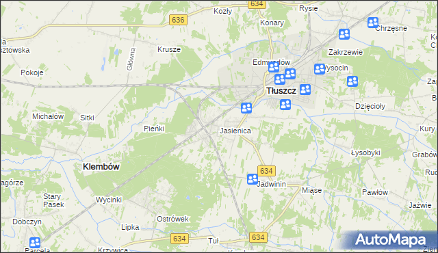 mapa Jasienica gmina Tłuszcz, Jasienica gmina Tłuszcz na mapie Targeo