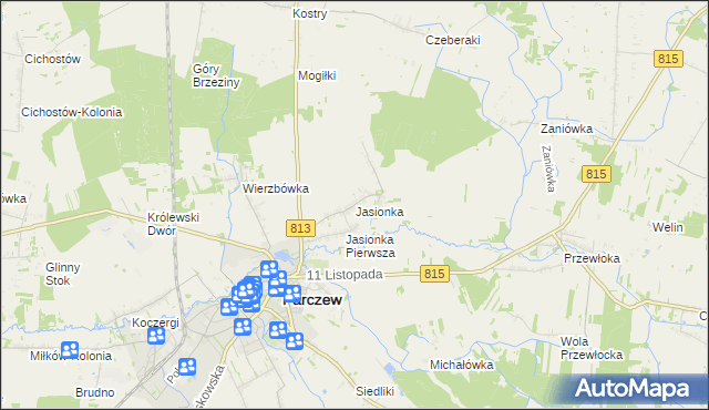 mapa Jasionka gmina Parczew, Jasionka gmina Parczew na mapie Targeo