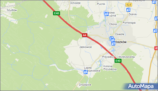 mapa Jaśkowice gmina Prószków, Jaśkowice gmina Prószków na mapie Targeo