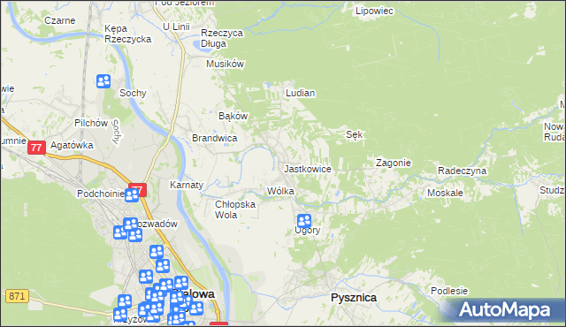 mapa Jastkowice, Jastkowice na mapie Targeo