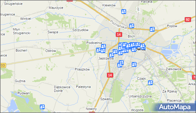 mapa Jastrzębia gmina Łowicz, Jastrzębia gmina Łowicz na mapie Targeo