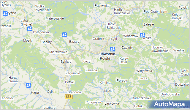 mapa Jawornik-Przedmieście, Jawornik-Przedmieście na mapie Targeo