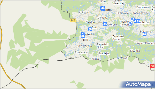 mapa Jaworzynka, Jaworzynka na mapie Targeo