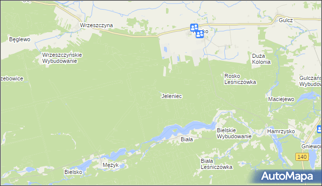 mapa Jeleniec gmina Wieleń, Jeleniec gmina Wieleń na mapie Targeo
