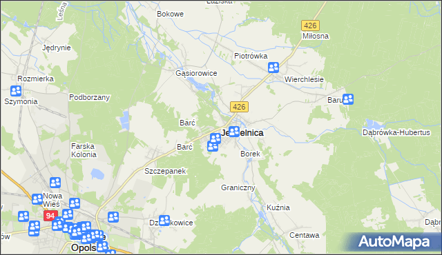 mapa Jemielnica, Jemielnica na mapie Targeo