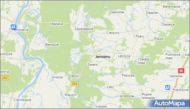 mapa Jemielno, Jemielno na mapie Targeo