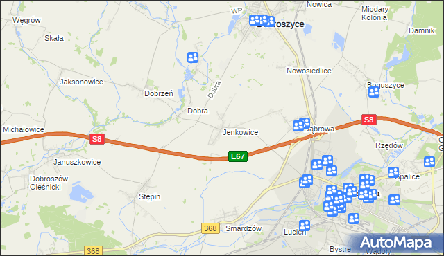 mapa Jenkowice gmina Oleśnica, Jenkowice gmina Oleśnica na mapie Targeo