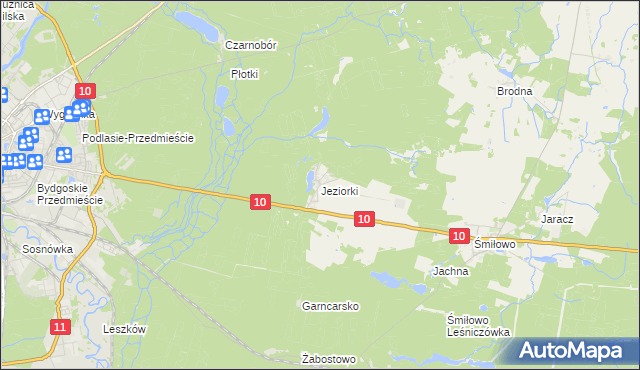 mapa Jeziorki gmina Kaczory, Jeziorki gmina Kaczory na mapie Targeo