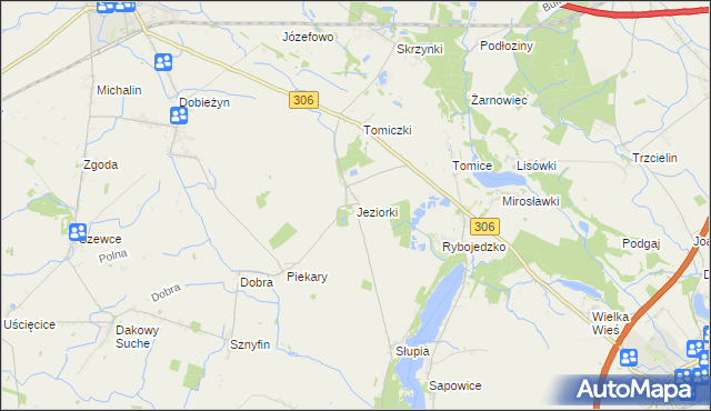 mapa Jeziorki gmina Stęszew, Jeziorki gmina Stęszew na mapie Targeo