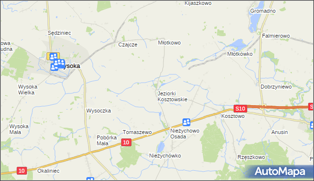 mapa Jeziorki Kosztowskie, Jeziorki Kosztowskie na mapie Targeo