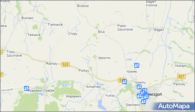 mapa Jeziorno gmina Dzierzgoń, Jeziorno gmina Dzierzgoń na mapie Targeo