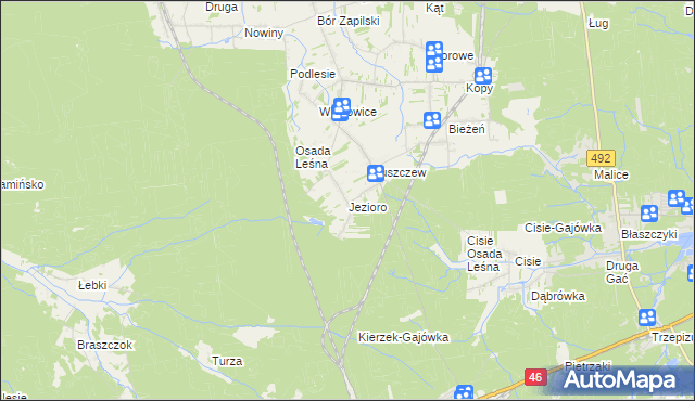 mapa Jezioro gmina Wręczyca Wielka, Jezioro gmina Wręczyca Wielka na mapie Targeo