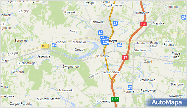 mapa Jeziorzany gmina Tarczyn, Jeziorzany gmina Tarczyn na mapie Targeo