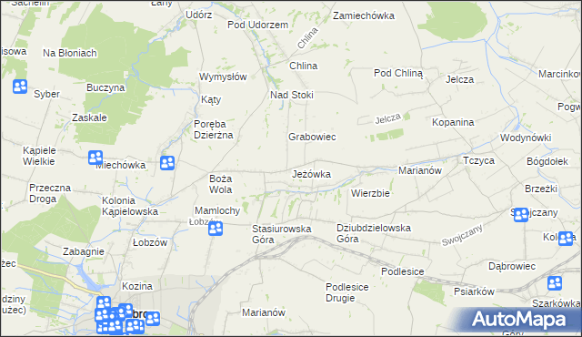 mapa Jeżówka gmina Wolbrom, Jeżówka gmina Wolbrom na mapie Targeo